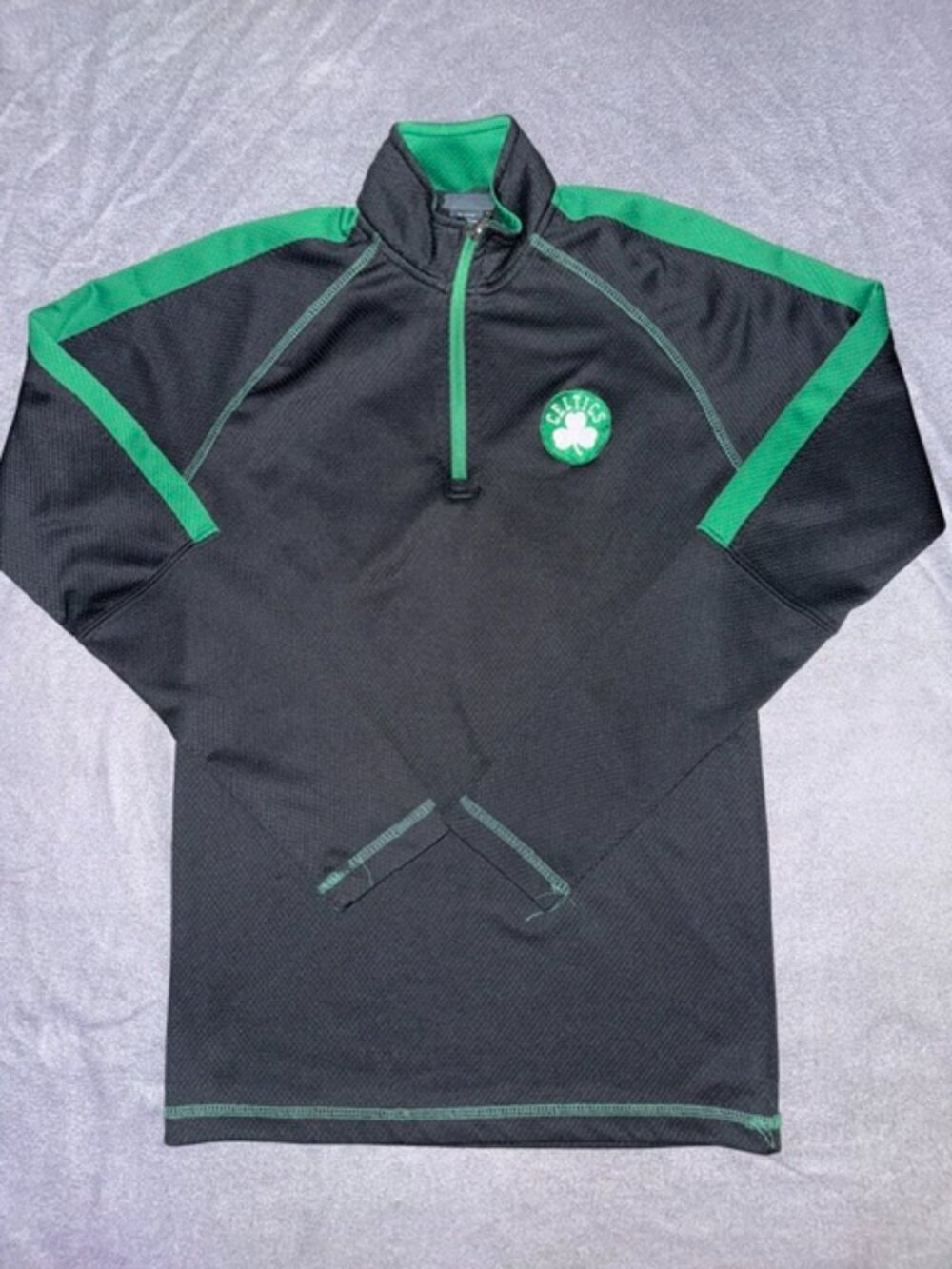 Boston Celtics NBA Quarter Zip Pullover Black Green Men’s Size S Athletic Jacket